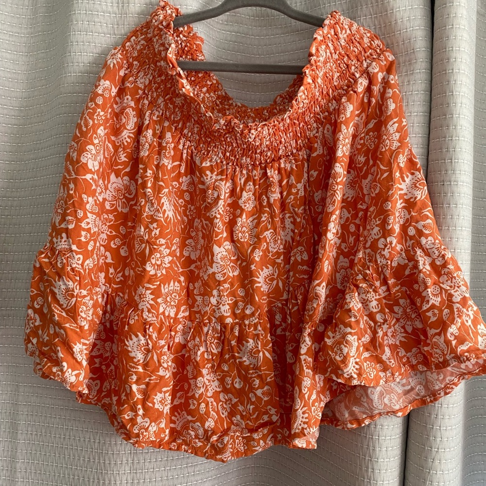 Floral Orange Smocked Women's skirt Cupcakes and Cashmere